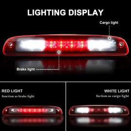 Bomusou High Mount Stop light Fit for Dodge Dakota 1997-2010, LED Third 3rd Brake Light Rear Cargo Lamp (Red Lens)