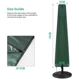 Flatro Parasol Covers Heavy Duty for Garden and Outdoor - Rip Proof, UV Protection and Weather Proof - Parasol Covers Waterproof with Zipper - Green
