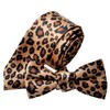 TopTie Unisex Leopard Print Tie & Bow Tie Set, brown