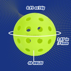 U-BRIO Pickleball Balls, 40 Holes Outdoor Pickleball Balls Green 12 Pack High Bounce Stable Trajectory Stylish Durable Crack-Resistant Pickleballs.