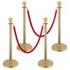 Berverra 4pcs Stanchions with 2pcs 5ft Velvet Ropes, Gold Stanchion