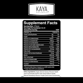 Kaya Naturals Adult Multi Vitamin Gummy, Biotin, Vitamin A, C & E, Including Zinc &Vitamin B-12, Folic Acid, Strawberry Flavor | Gluten-Free multivitamins Sweet Adult Gummies - 60 Gummies Healthcare Dietary Edible Supplement
