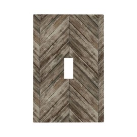 Spshian Decorative Switch Plate Covers Rustic Farmhouse Brown Herringbone Wood Boards 1 Gang Wall Plate Single Toggle Light Switch Cover Plate Jumbo Electrical Switchplate Receptacle Faceplate