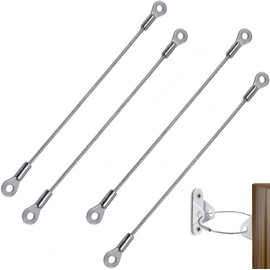 4 PCS 8-Inch Door Restrictor Cable – Stainless Steel Cabinet & UPVC Door Chain Limiter – Flexible Braided Restraint Wire for Cupboards, Windows, Hinged Doors – Safety Cable with Fixing Eyelets