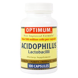 Optimum Acidophilus Lactobacilli Capsules, 100 Count (Pack of 2)