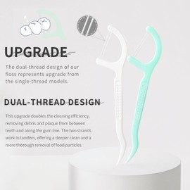 Ryelea Floss Pick Dispenser with 40 Count Double Thread Flossers and 2 Boxes of Replacement Cores, Cleaning Teeth More Deeply, Sealed Storage (Green)