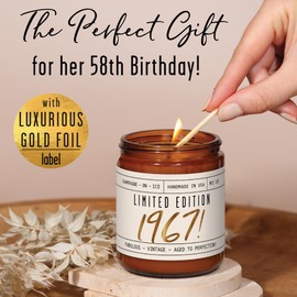 58th Birthday Gifts for Women - 'Limited Edition 1967' Soy Candle, w/Champagne on Ice I 58 Birthday Gifts for Women I 58th Gift for Her Ideas I 9oz Reusable Jar, 50Hr Burn, Made in USA