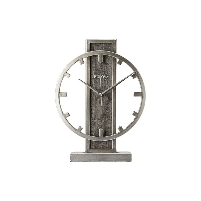 Bulova B1864 Streak Tabletop Clock, Aged Silver-Tone 2.63 x 12