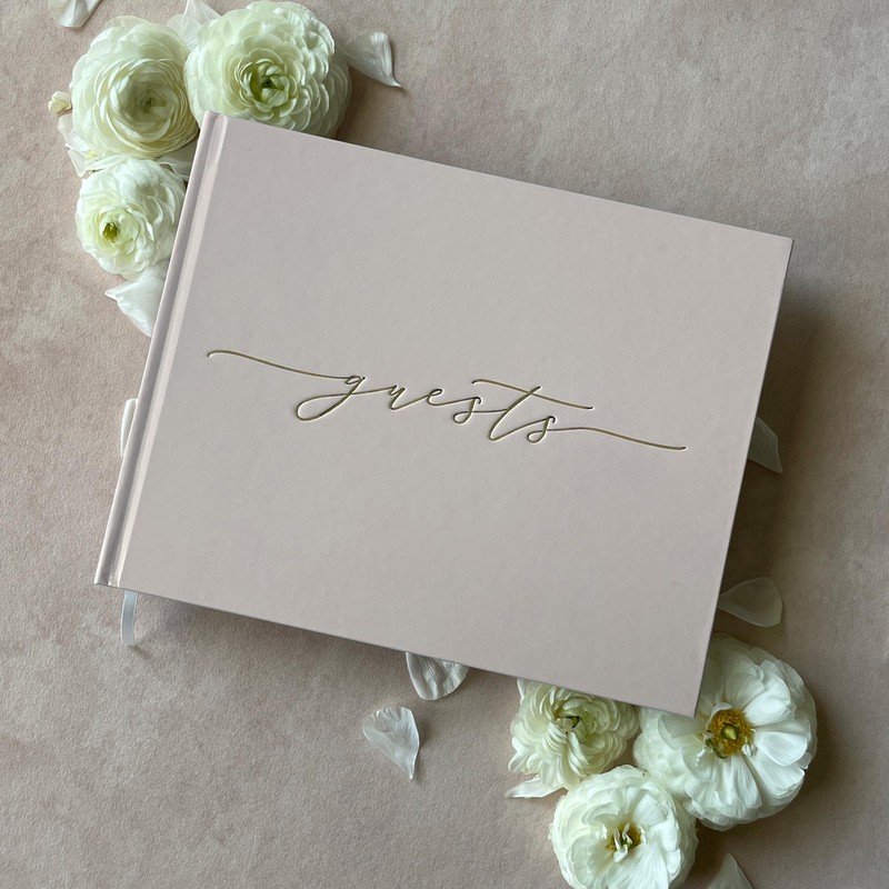 Gilded Paper Wedding Guest Book - Premium Quality Elegant Guest
