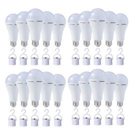 20 Pack HOLDWILL Rechargeable Emergency LED Bulb, Multi-Function Battery Backup Emergency Light for Power Outage Camping Outdoor Activity 9W 900LM 60W Equivalent White Daylight 6000K with E26/E27 Base