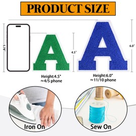 FANCIBAND 6 Inch Blue Iron On Letters Varsity Letter Patches Large Chenille Iron On Letters for Clothing Jersey T-Shirt Jacket Hoodie Varsity J