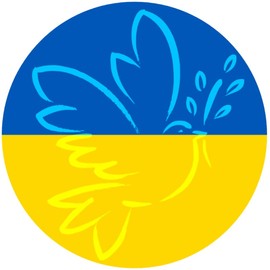 Ukraine Flag Peace Dove - 100 Pack Circle Stickers 3" x 3" - Ukrainian Support
