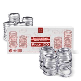 FORJARS FORJARS - 100 Wide Mouth. Canning Rings are made of stainless steel. 0.5 Inch Height, 100-Piece Set. Wide mouth mason jar rings are secure with an airtight fit.