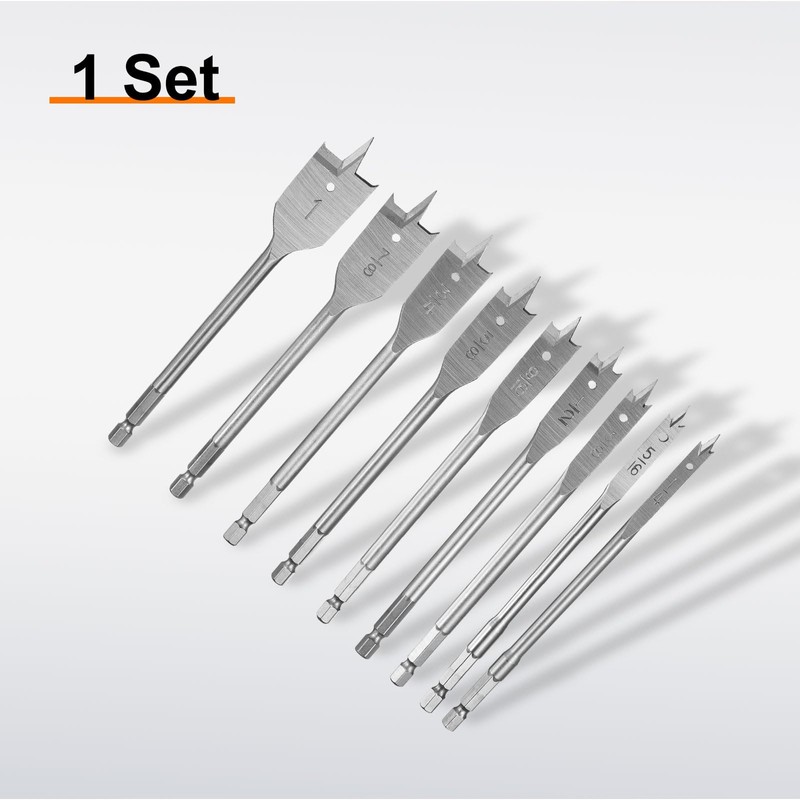 HARFINGTON 9Pcs Spade Drill Bit Paddle Flat Bits Set Wood