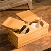 Vencier Bamboo Spice Salt & Pepper Box Magnetic Hinged Pot