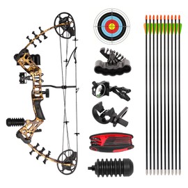 AKCHOER Compound Bow and Arrow Kit Youth Bow and Arrow Set, 15-45 Lbs Draw Weight, 18"-29" Draw Length, Right Handed Bow for Beginner, 320 Fps Hunting & Target Bow with All Accessories (Camo)