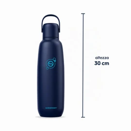 SodaStream Fizz & Go-Borraccia Blu scuro per bevande frizzanti in acciaio con doppia parete isolante da 0,9 l,mantiene le bevande calde o fredde per 12 ore,compatibile con macchine per acqua frizzante