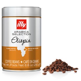 illy Arabica Selections Ethiopia Whole Bean Coffee, 100% Arabica Bean Single Origin Coffee, Light Roast with Notes of Jasmine, All-Natural, No Preservatives, 8.8 Ounce Can (Pack of 1)