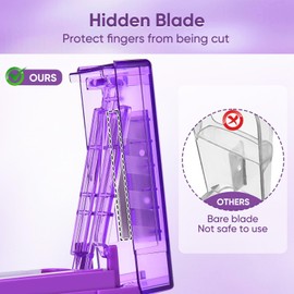 GIIYAA Multiple Pill Cutter for Small or Large Pills, Adjustable Pill Splitter for Multi Tablets, Stainless Steel Cutting Blade and Blade Guard (Purple)