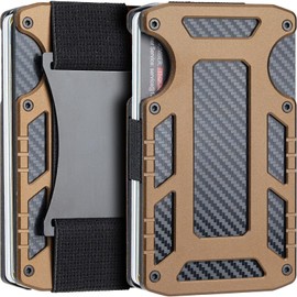 1TG Tactical Carbon Fibre ID Holder, RFID Blocking Card Holder for ID, Credit Cards, 1-15 Card Capacity, Coyote Brown