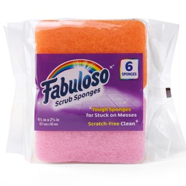 Fabuloso Sponges Rainbow 6 CT | Assorted Color Scratch-Free Sponges for Dishes and Surfaces | 6 Rainbow Dishwashing Sponges from Fabuloso for Bold and Bright Cleaning Experience