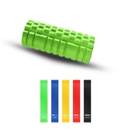 Massage Roller, Muscle Massage Roller, Pilates and Yoga Roller, Fitness Foam Roller, Elastic Bands Muscle [Set of 5], Elastic Bands Musculation, Elastic Bands Muscle (Green)