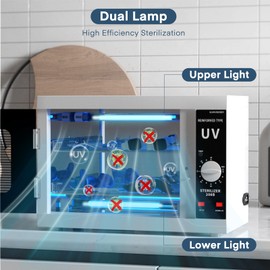 Yofuly Dual Lamp Sterilizer, 12L Large Sterilizer for Nail Tools, Multi-Functional Nail Cleaning Box, Large Capacity Cleaning Cabinet for Home Use, Barbers, Beauty Salons, and Spas