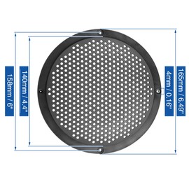 MACHSWON 2 Pieces 6 Inch Plastic Audio Speaker Cover Mesh Subwoofer Grill Horn Guard Decorative Circle Grid Protector Black for Car
