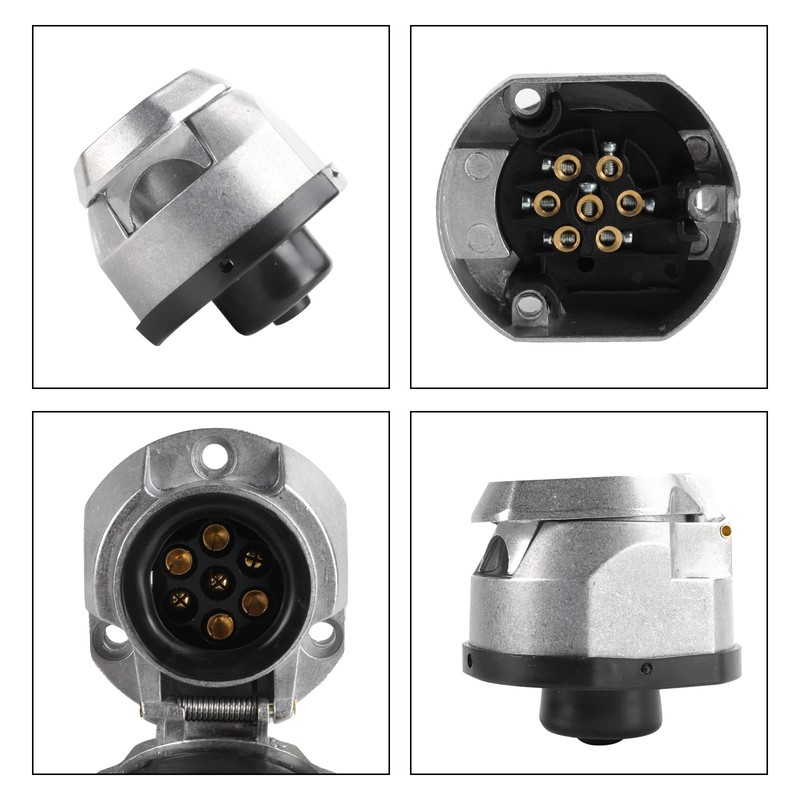 Qiping 7-Pin Trailer Socket Waterproof 7-Pin Metal Adapter Set Including