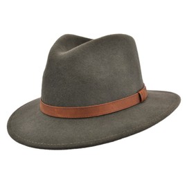 Quality Hand Made Fedora Trilby Hat with Leather Type Band 100% Wool (XLarge(61), Dark Green)
