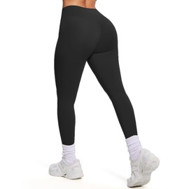 Aoxjox Women’s Workout Leggings, Hidden Scrunch Butt Lifting, High Waist Tummy Control, Gym Workout Yoga Pants 27" (Black, Small)