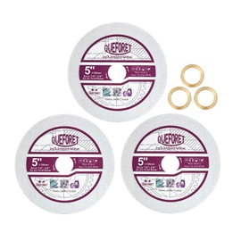 QUEFORET Diamond Glass Cutting Discs 5 Inch (125mm) - 3pcs Saw Blades for Glass Jade Crystal Wine Bottles, with a 7/8 to 5/8 Inch Washer for Angle Grinder