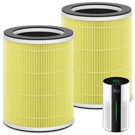 2 Packs HAP609 Pet Care Replacement Filter Compatible with ECOSELF HAP609 Air Purifi-er for Home Large Room up to 1800 Ft², Main Filter, Yellow