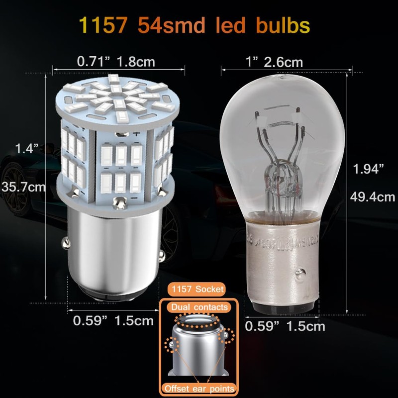 Melphan-Auto Melphan-Auto 1157 Led Brake Light Bulb Red, 12V-24V 1157