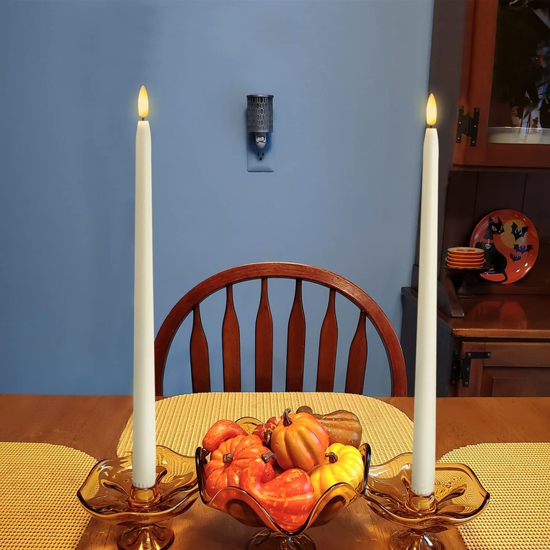 Homemory 15 inches Real Wax Flameless Taper Candles with Remote