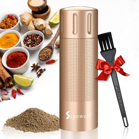 Professional Pepper Grinder Mill Manual - Pepper Cannon Heavy Duty Pepper Mill Refillable, High Output Spice Grinder with Adjustable Coarseness and Stainless Steel Blade Gift Set, Aluminum Matte Gold