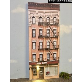 PTF DESIGNS *O Scale Scratch Built "APARTMENT #5" LED Building Front Flat MTH Lionel NEW!
