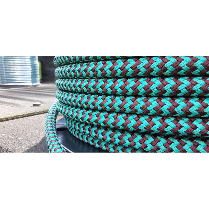 Valley Rope 9/16 x 100 ft.Double Braid-Yacht Braid Rope. Burgundy/Teal