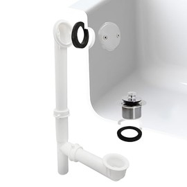 Westbrass Y594244CP White Tubular Twist & Close Bath Waste and Overflow Assembly, Polished Chrome