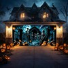 7 x 16 ft Halloween Garage Door Cover, Skull Garage