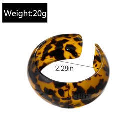 Lightweight Chunky Thick Acrylic Leopard Print Wrap Bracelets Vintage Wide Face Enamels Acetic Acid Tortoise Shell Cuff Bracelets Statement Thin Resin-A leopard print C