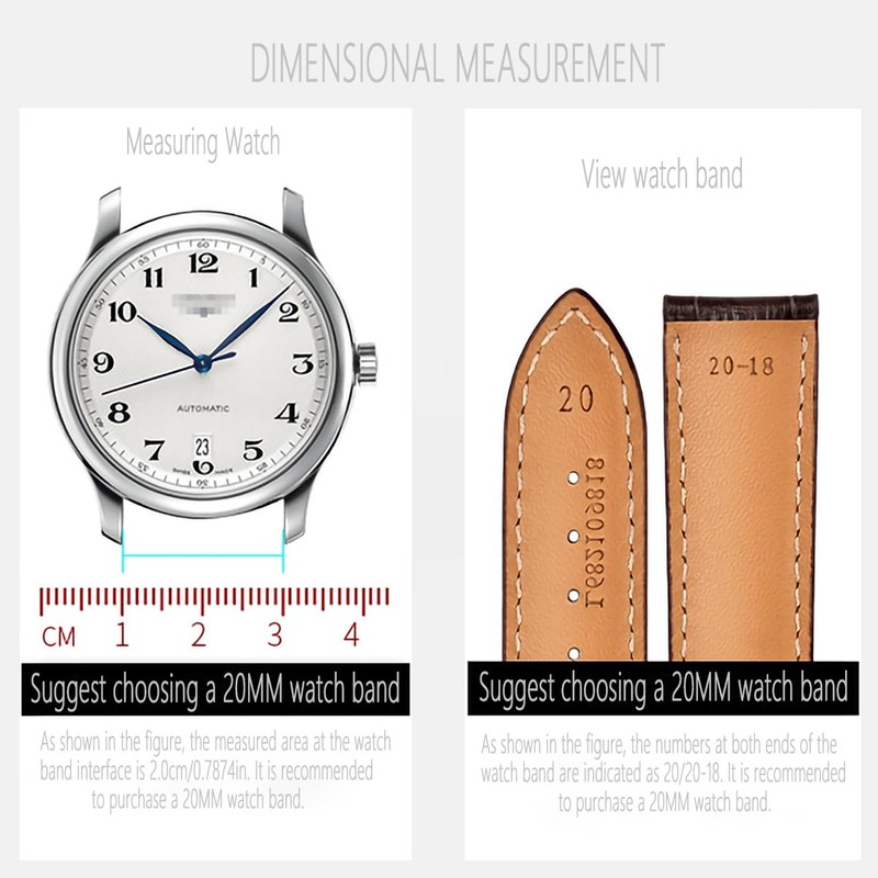 FAGWIG Genuine Leather Watch Band for Women Men Quick Release