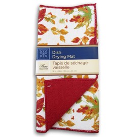 Home Collection Autumn Leaves Patterned Dish Drying Mat - 12x18 Inches