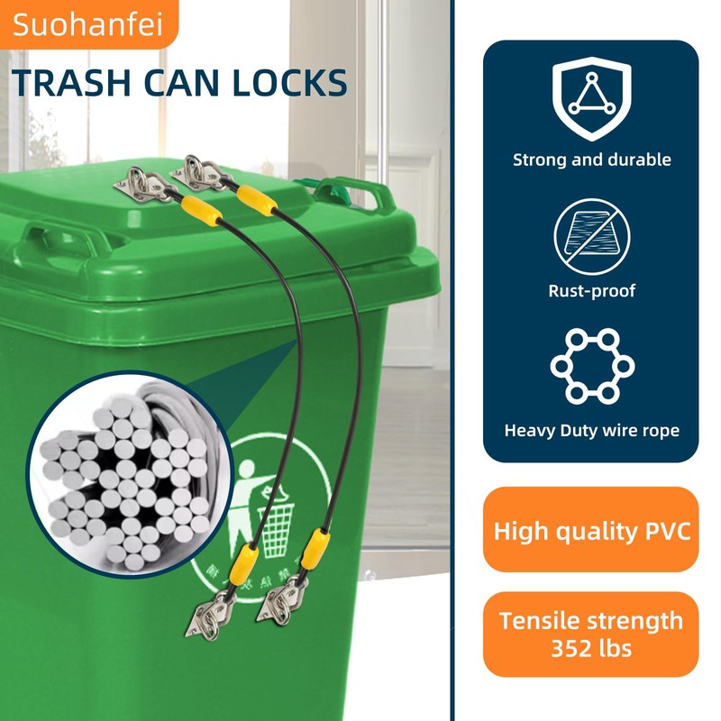 4 Pcs Trash Can Lid Lock for Animal, Bear Proof