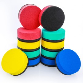 cobee 12-Piece Magnetic Whiteboard Eraser with Thick Felt Pad, Mini Dry Eraser Round Dry Erase Eraser for Cleaning Dry Erase Boards (4 Colours)