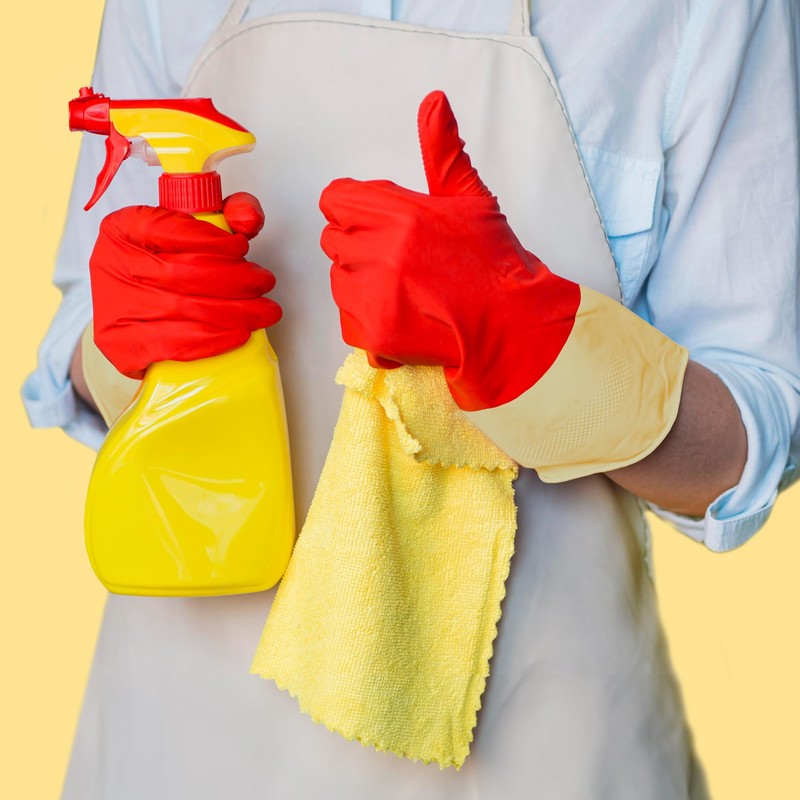 SteadMax 3 Pack Red Cleaning Gloves, Supreme Durability, Natural Rubber