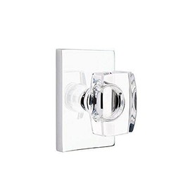 Emtek Privacy Set, Modern Rectangle Rosette, Modern Windsor Crystal Knob (Satin Brass)