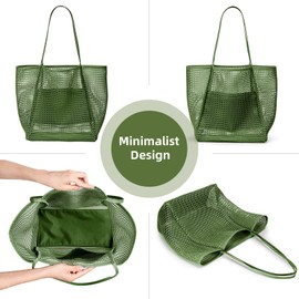 KALIDI Mesh Tote Bag,23L Beach Bag Extra Large Tote Bags for Women with Zip Pocket Shoulder Bag Summer Beach Bags Reusable Shopping Bag for Picnic Holiday Travel Grocery