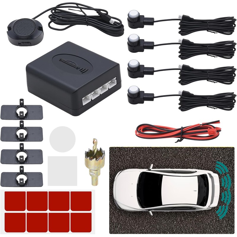 KAOLALI Asistente de Aparcamiento para Coche, 4 sensores Traseros, universales,