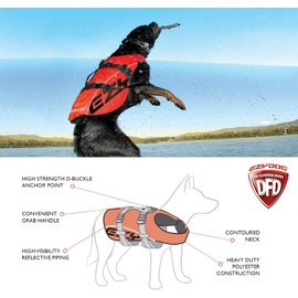 EzyDog Premium Doggy Flotation Device (DFD) - Adjustable Dog Life Jacket Preserver with Reflective Trim - Durable Grab Handle for Safety and Protection - 50% More Flotation Material (X-Large, Yellow)
